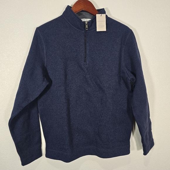 Peter‎ Millar XXL Navy Blue Crown Fleece 1/4 Zip Sweater Golf Performance NWT - Picture 4 of 9